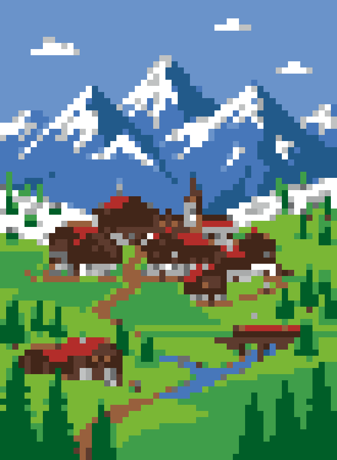Alpine Village Travel Poster stock pattern preview