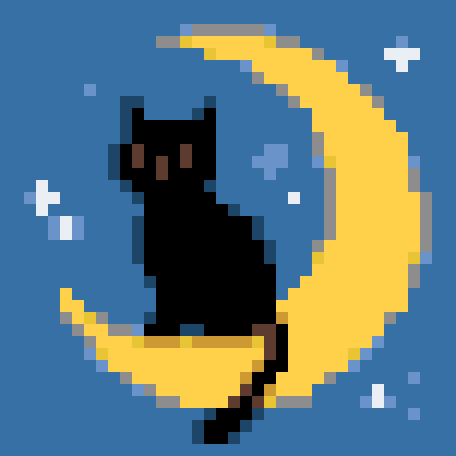 Black Cat on Crescent Moon stock pattern preview