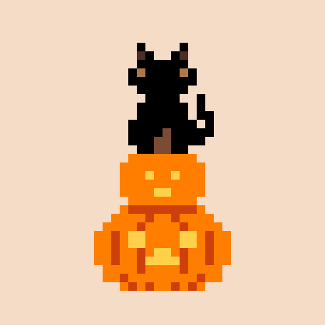 Black Cat on Pumpkin Stack stock pattern preview