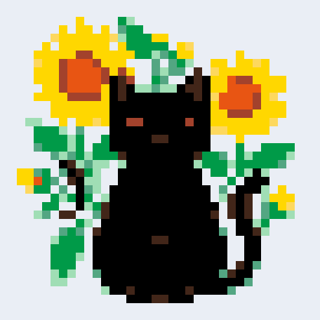 Black Cat With Sunflowers stock pattern preview