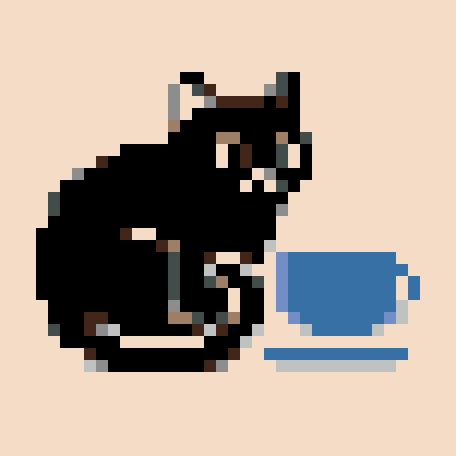 Black Cat With Tea Cup stock pattern preview