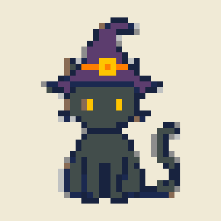 Black Cat With Witch Hat stock pattern preview