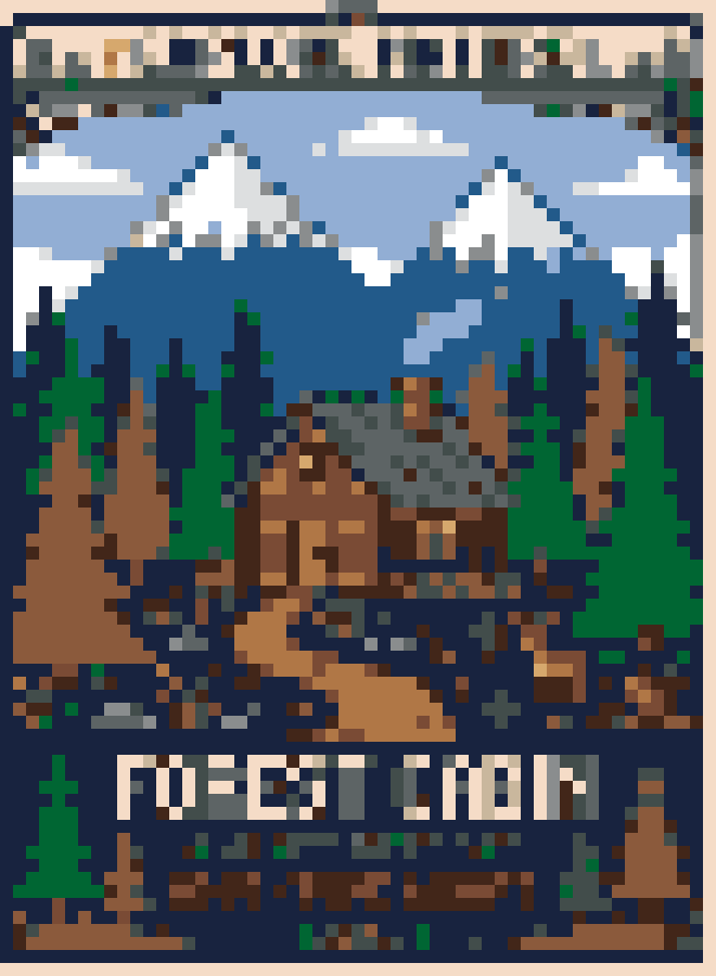 Forest Cabin Travel Poster stock pattern preview