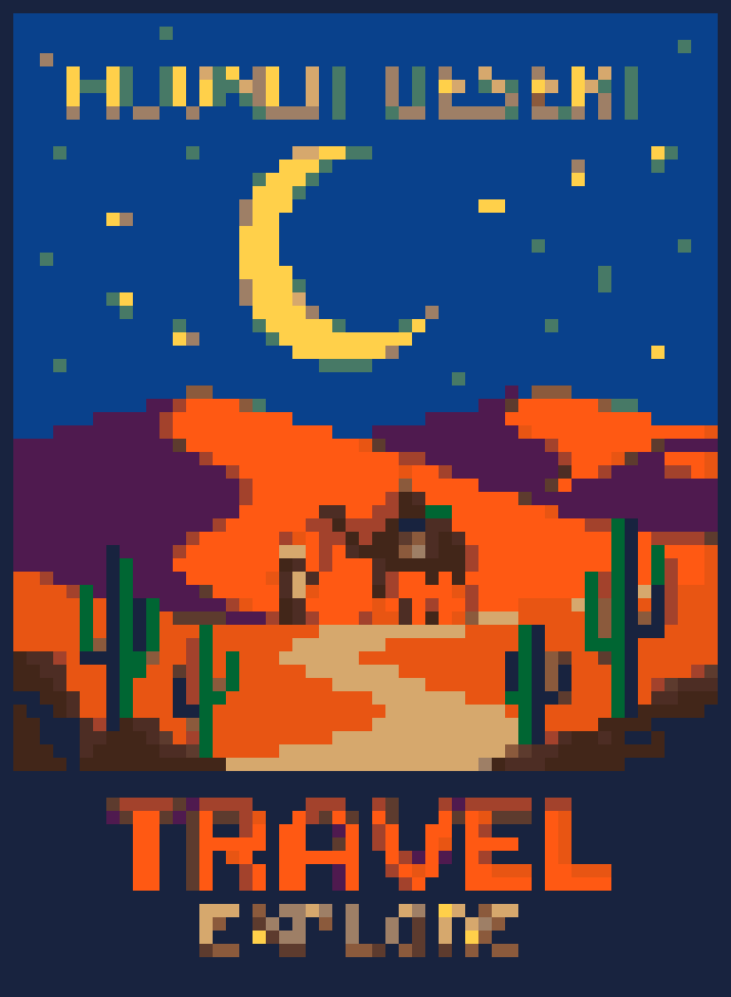 Moonlit Desert Travel Poster stock pattern preview